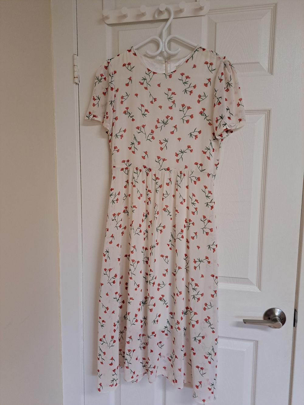 Girls' Cream Floral Print Short-Sleeve Dress